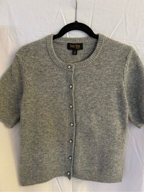 Truth Heather Gray Short Sleeve Button-Front Cardigan Size L